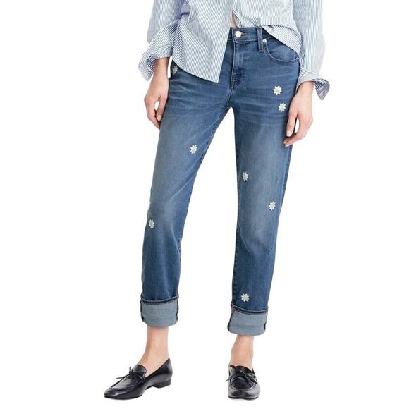 J. Crew Denim - J.Crew Embroidered Boyfriend Jeans Women's 30 Daisy Floral Cottagecore Spring